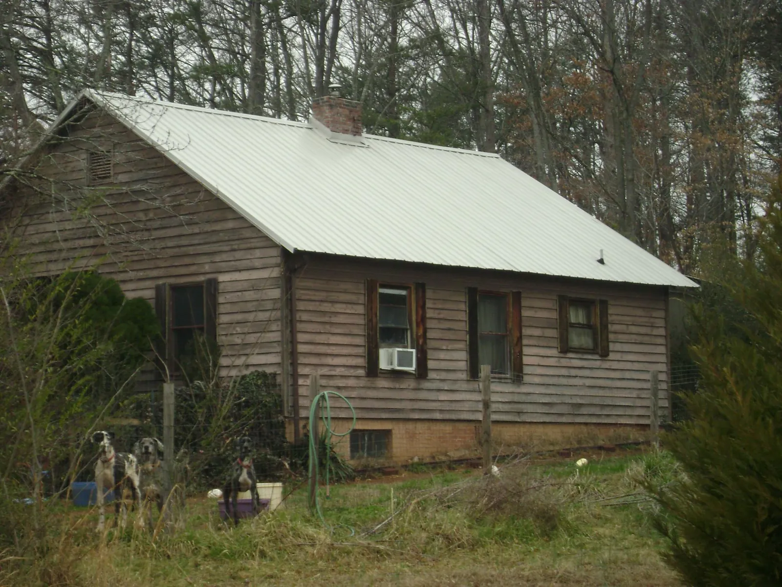 White metal roof on an old wood sided farmhouse, from a Asphalt Shingle Roof Repair job in Brookfield